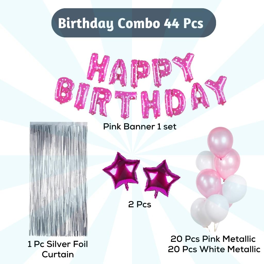 Birthday decoration DIY Combo items for wife - 62 Pcs Birthday Balloons for girls | Heart shape balloons | heart shape balloons for decoration | pink balloons