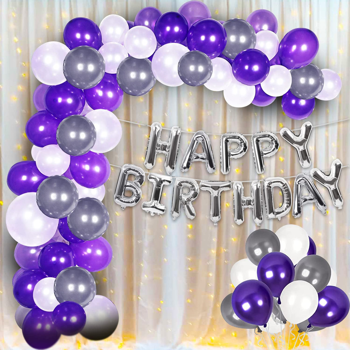 Purple Balloons for Birthday Decoration DIY Combo -34 Pcs Purple Theme Birthday Decorations