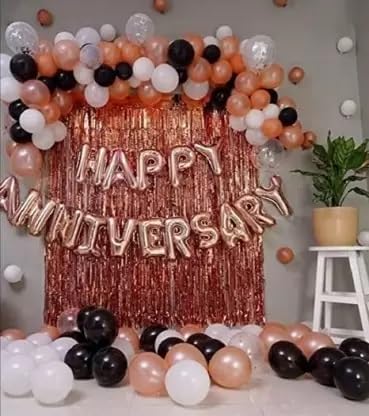 Happy Anniversary Celebration Letter Balloon (Multicolor, Pack of 84) with Surprise Gift - DIY Combo