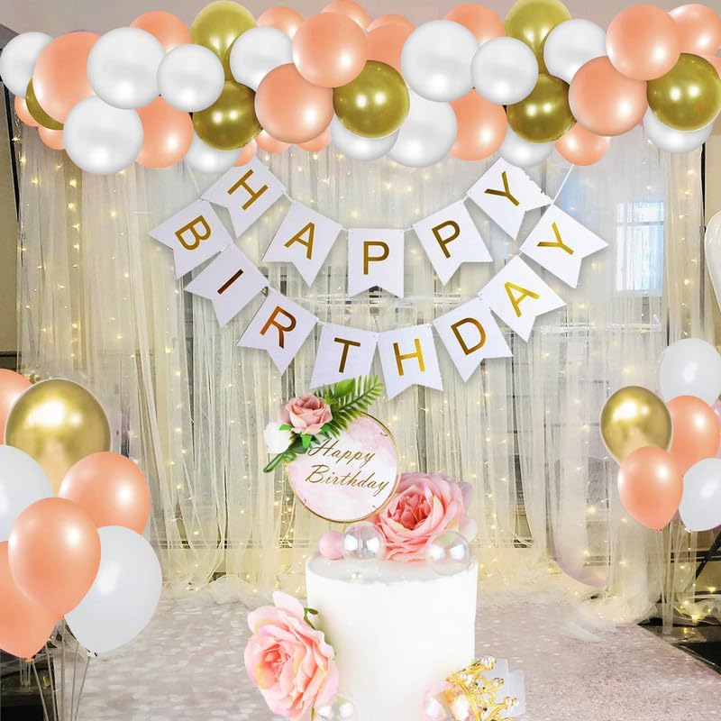 Metallic Balloons Happy Birthday Decoration Set - 63 Pcs