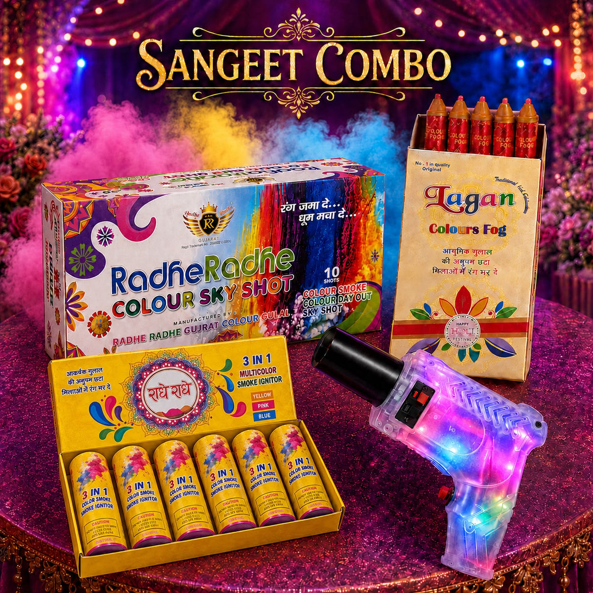 Sangeet Color Combo (Gun + 3in1 Color Refills + Color Sticks + Color Day Out)